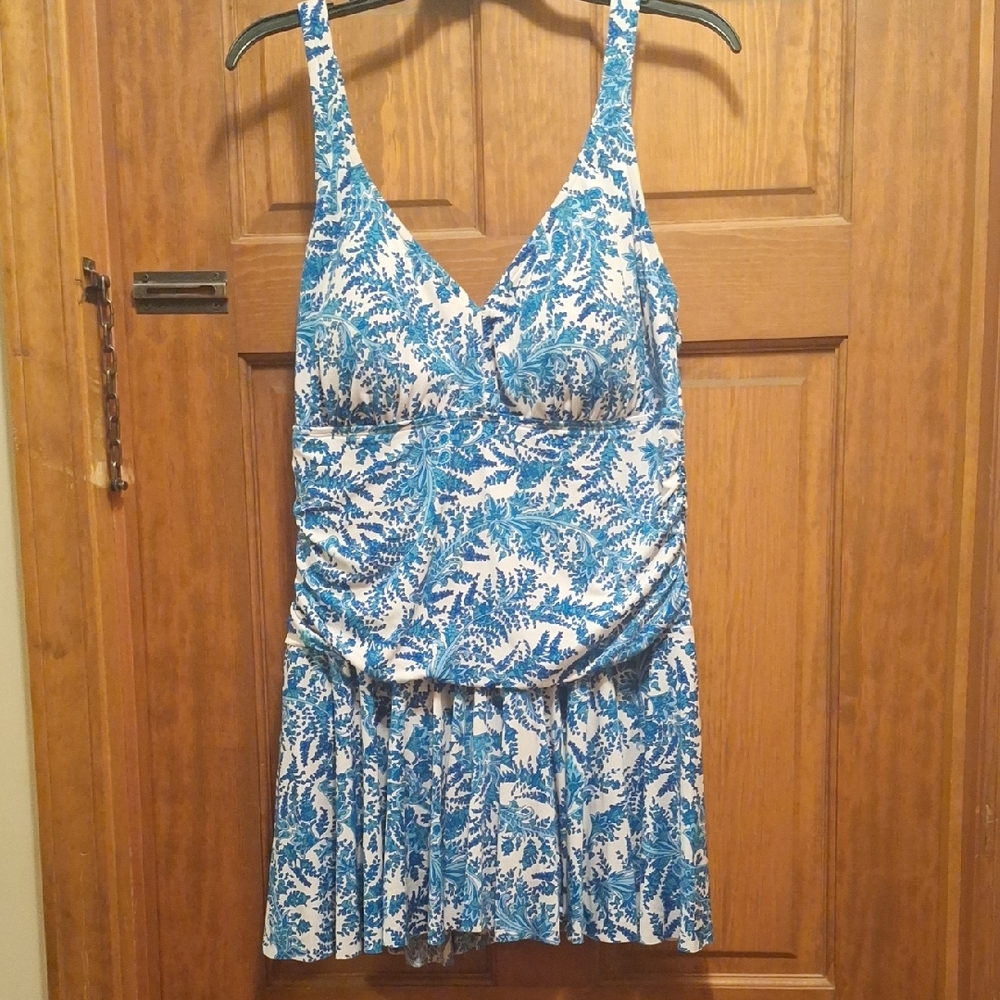 Catalina Blue and White Catalina Swimsuit / Swimdress 2XL